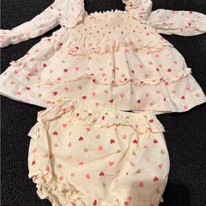 Janie and Jack Pink and Brown Heart Diaper Cover Set